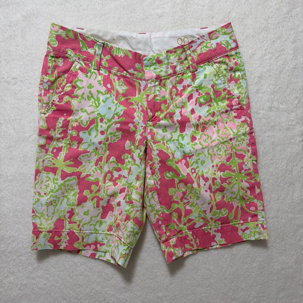Lilly Pulitzer Chipper Shorts Size 00 “Southern Charm” Bermuda Pink/Green Floral